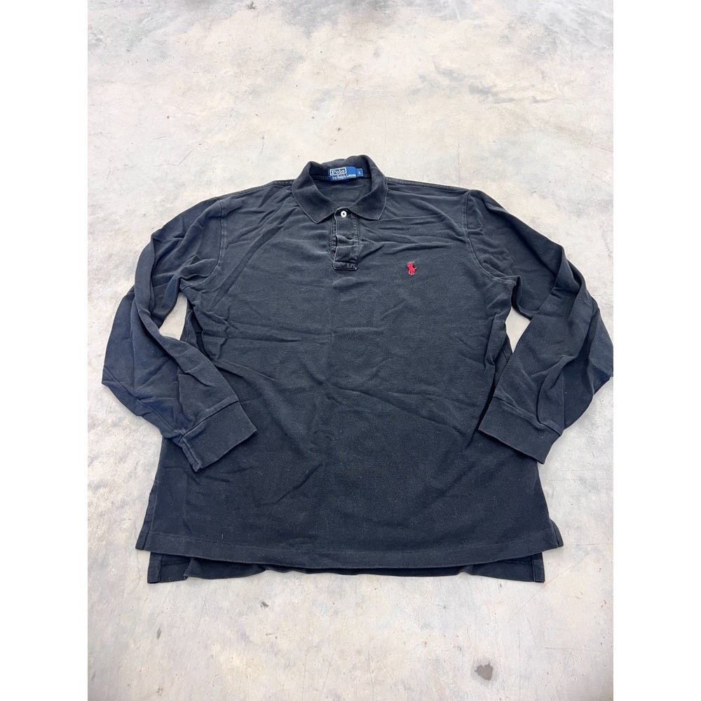 Polo By Ralph Lauren Polo‎ Shirt Mens Large Black Pony Logo Long Sleeve Collared